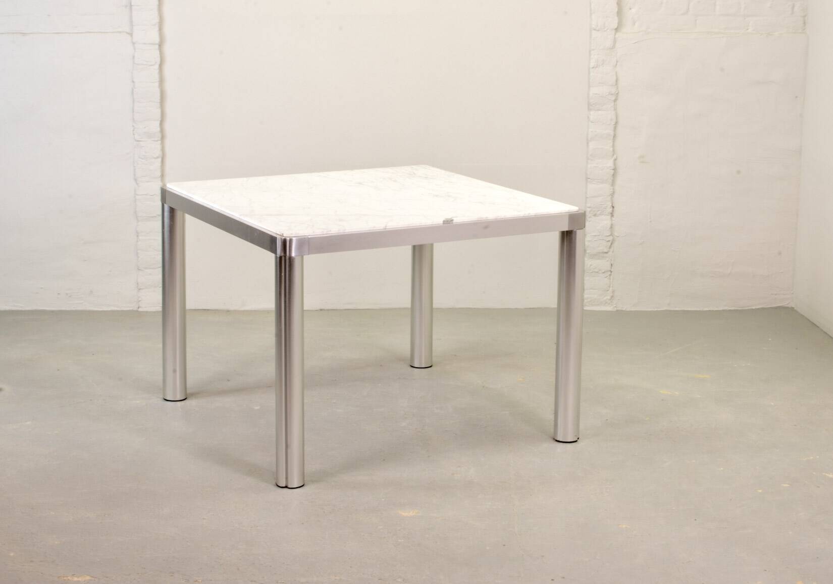 Artifort Dutch Design White Marble & Aluminium Dining Table by Kho Liang