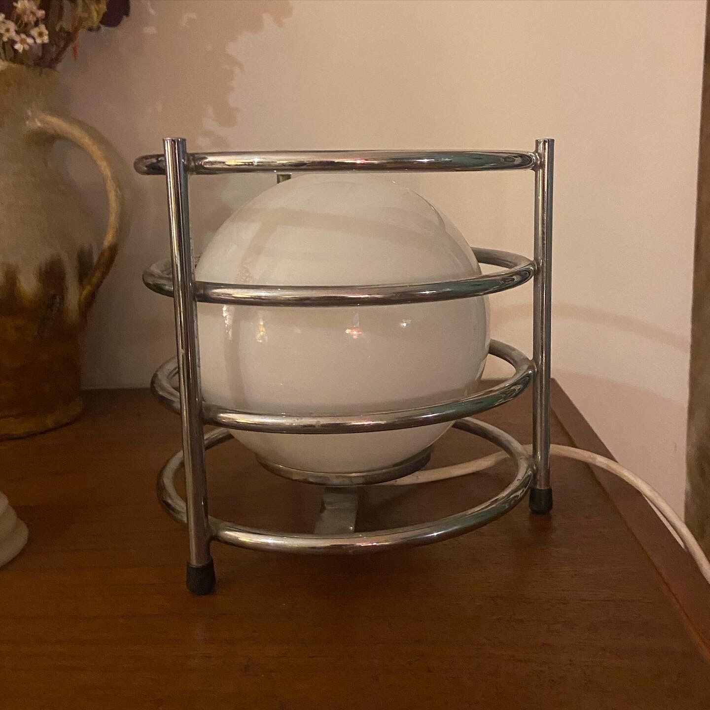 70s lamp chrome and opaline