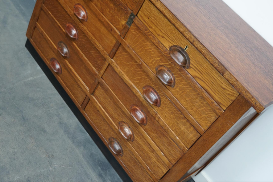 Dutch apothecary furniture in oak mid-twentieth century