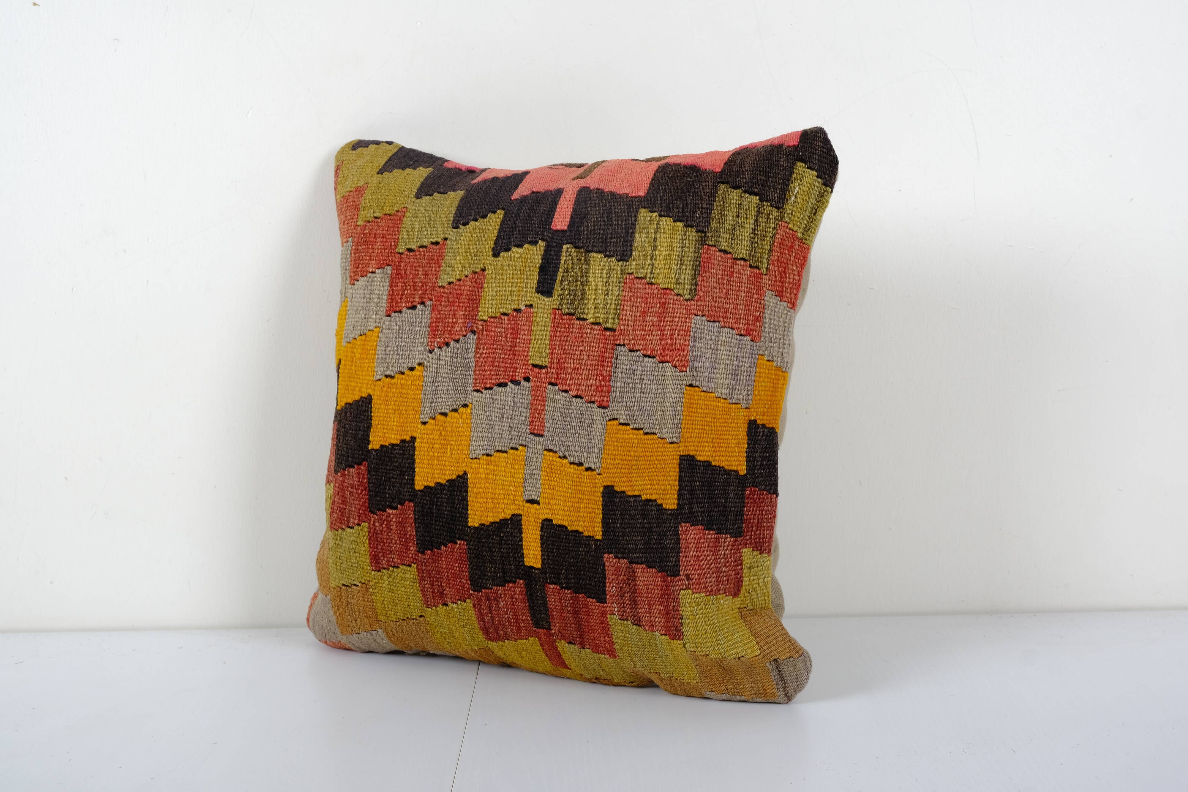 Organic wool turkish kilim pillow