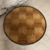 Vintage round ceramic and wrought iron coffee table