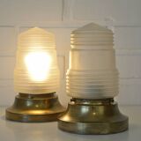 Original Art Deco Brass Sconces Pair of Ceiling Lights Antique  1920 / 1930