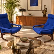 Pair of Siesta armchairs by Ingmar Relling, vintage Scandinavian design.