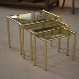 Bamboo imitation brass nesting tables 1980s