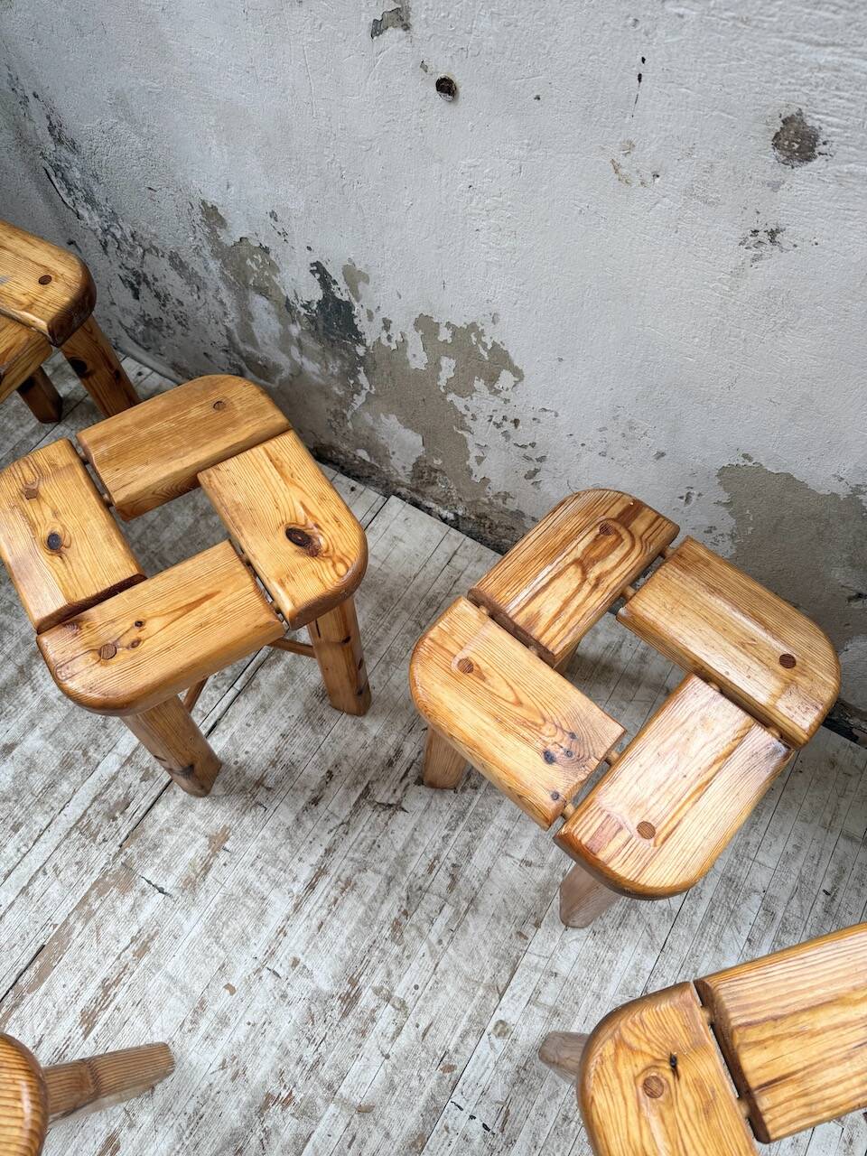 Set of 6 Olof Ottelin stools, Finland 1950.