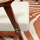 Vintage light gray armchair dark wood Scandinavian design 1970