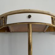 Floating wall console with drawer, brass body and marble top, 1960s, Italy