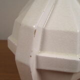 Modernist art deco ball vase in ecru white cracked glazed earthenware, signed saint clement n° 778