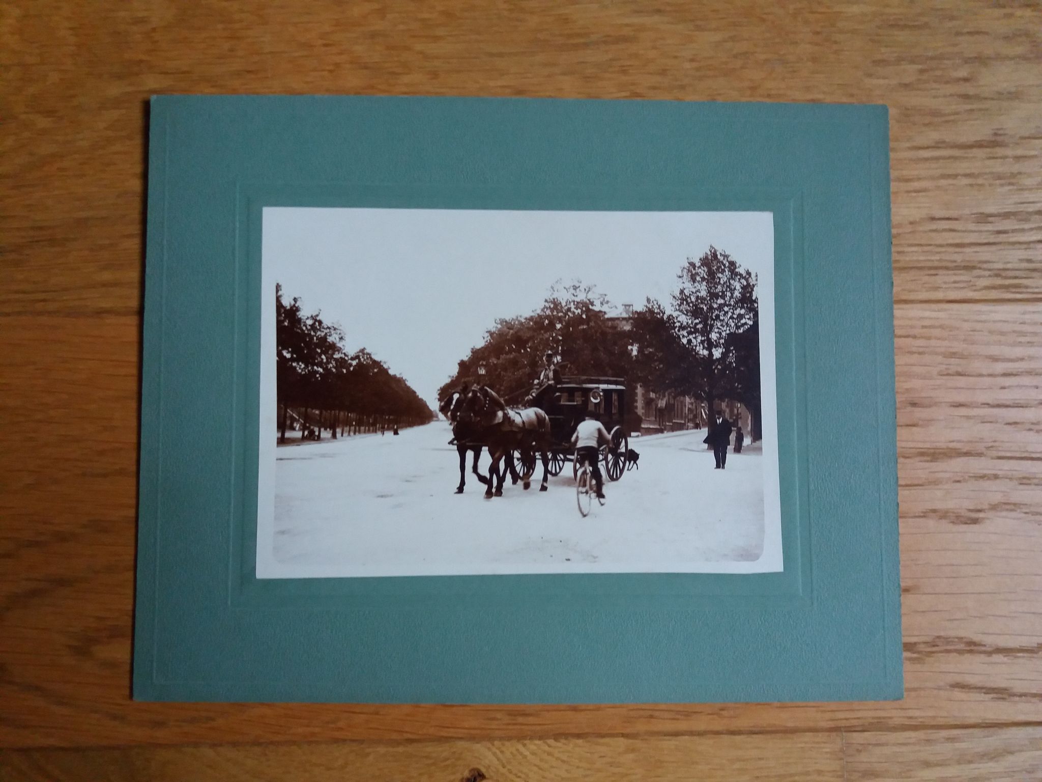 Old photograph 1900 stagecoach, horses and coachman State Railways
