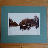 Old photograph 1900 stagecoach, horses and coachman State Railways
