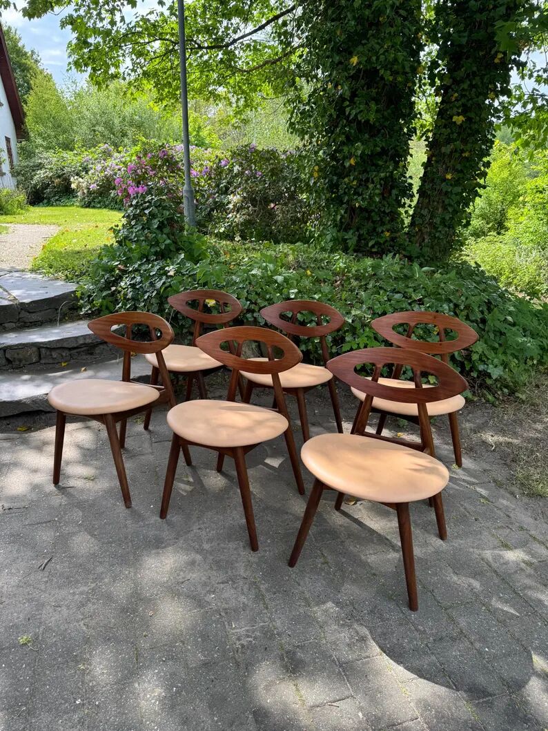 Ensemble de 6 chaises en teck par Ejvind A. Johansson - Modèle 84, Danemark, 1961