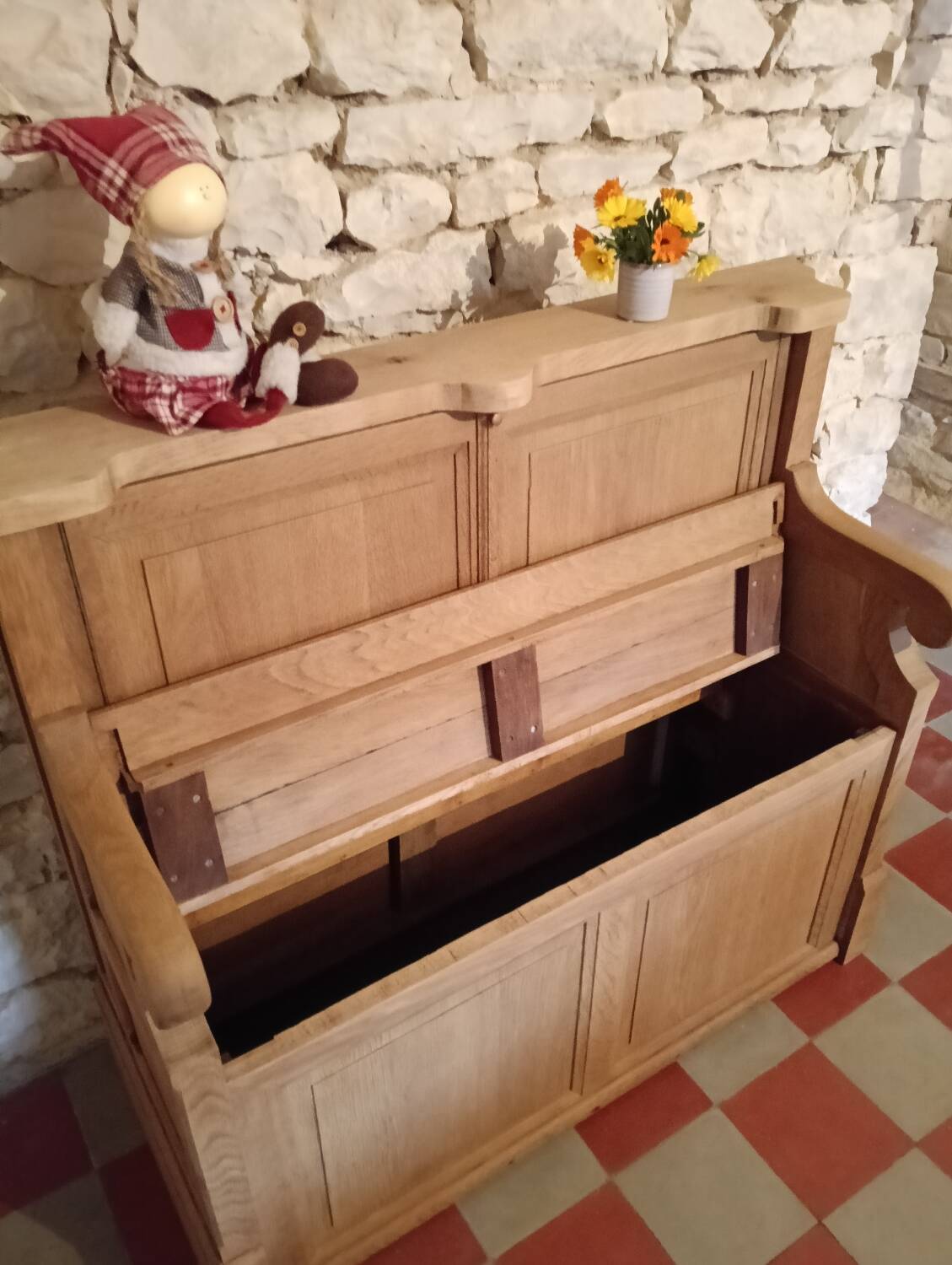 Solid oak church pew