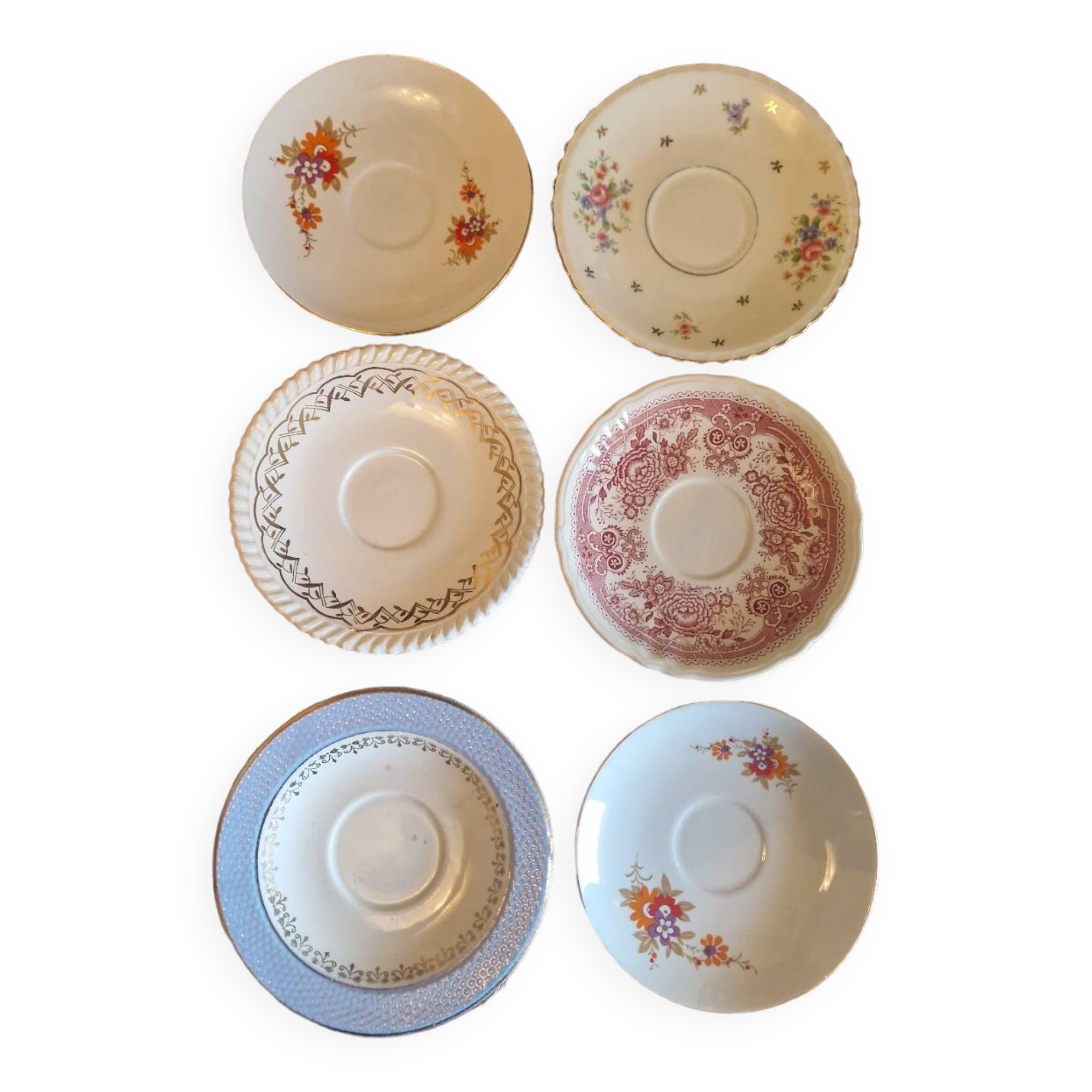 Set of 6 saucers small antique biscuit bread plates Limoges Villeroy and Bich Gilbert