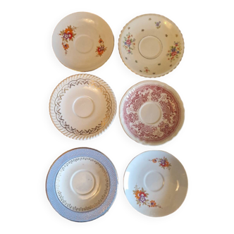 Set of 6 saucers small antique biscuit bread plates Limoges Villeroy and Bich Gilbert