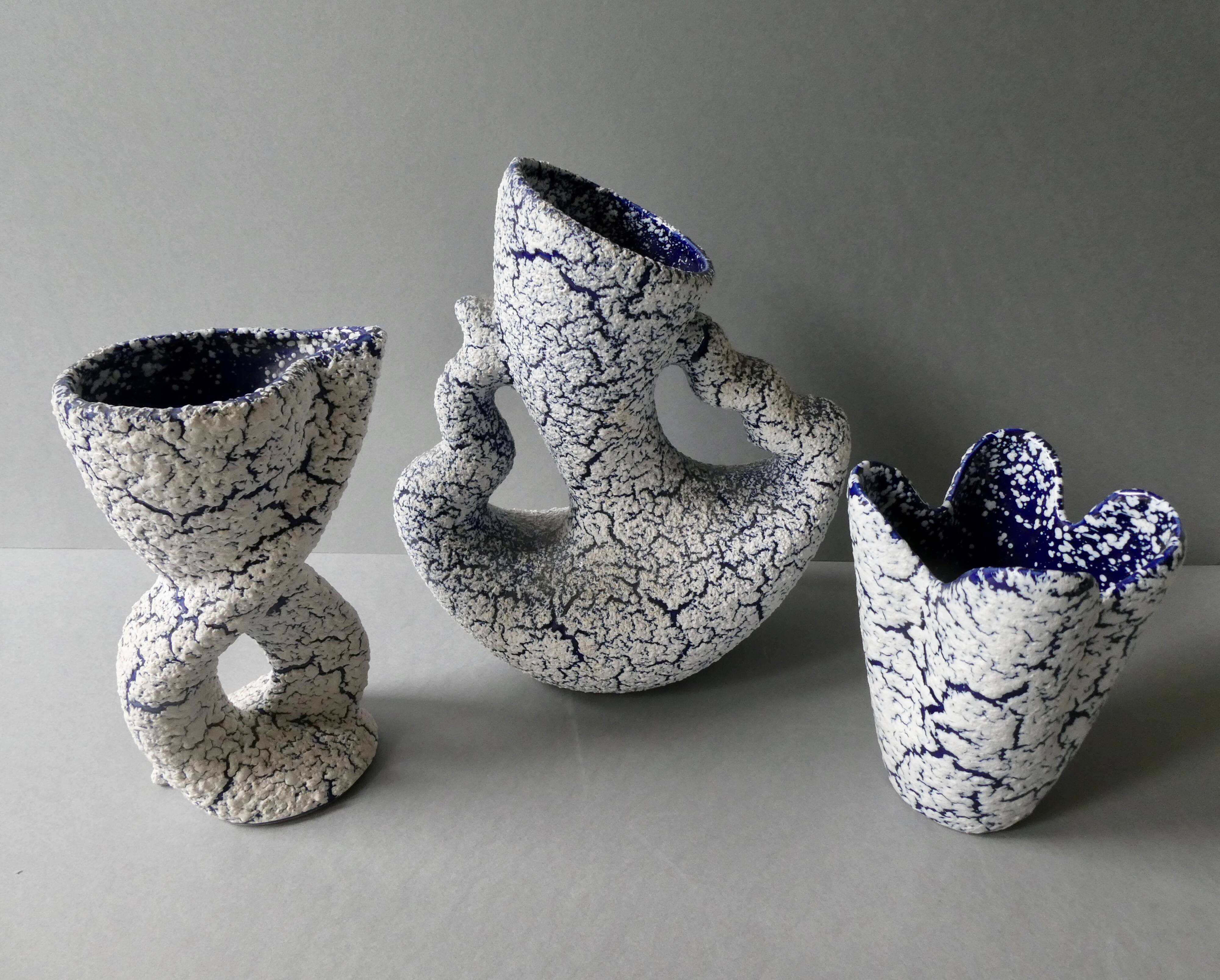 Trio of tense ceramic vases, 70s