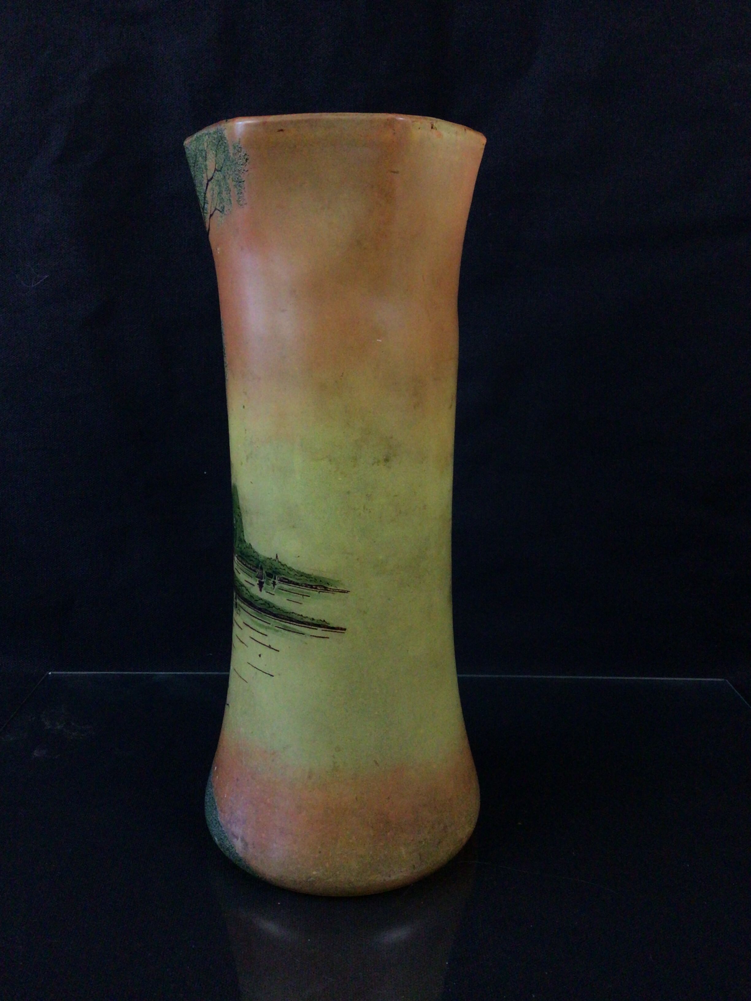 Vase verre émaillé legras art déco