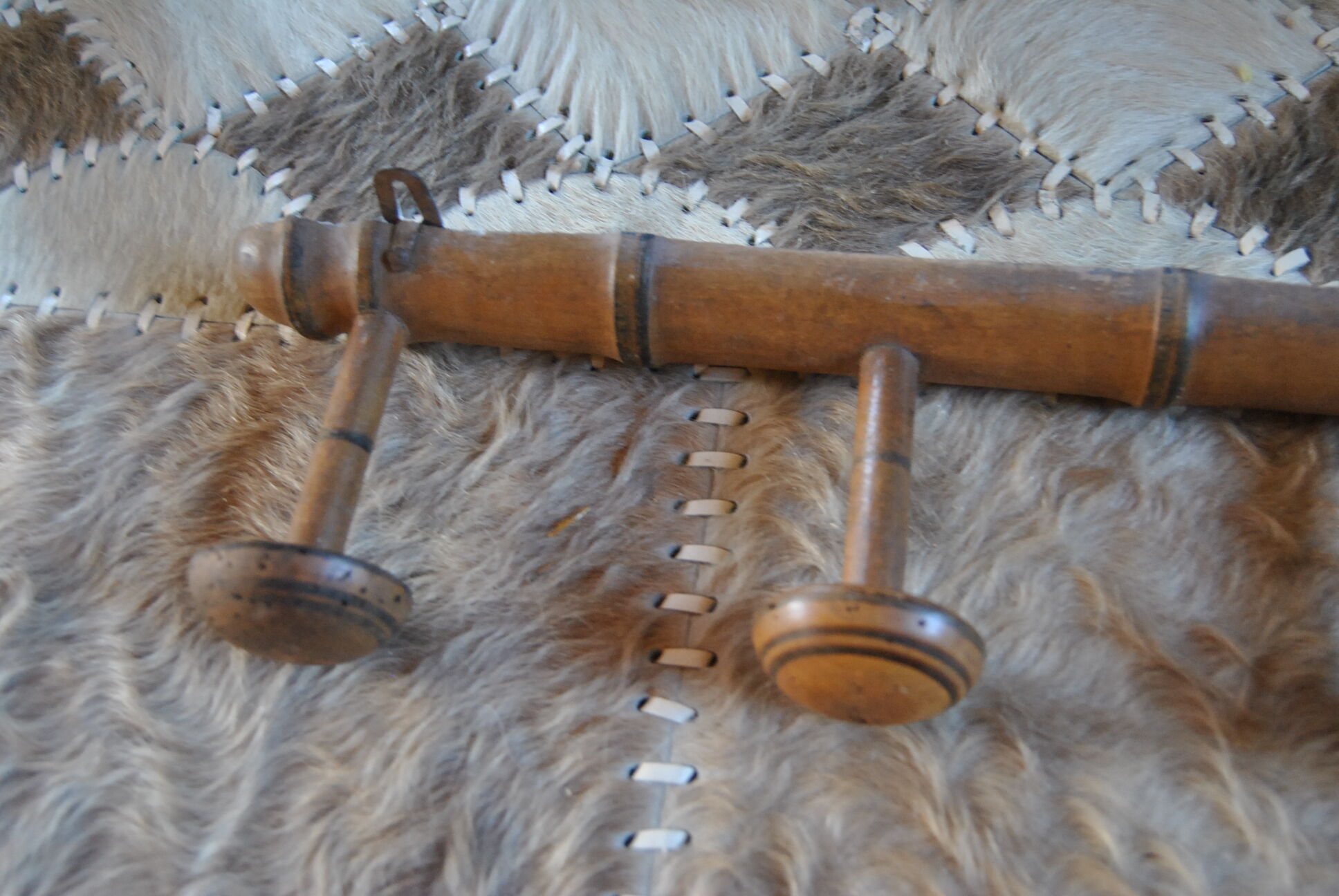 Patère 6 wooden crochet early XXeme