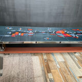 Coffee table in signed ceramic and chromed metal 70s