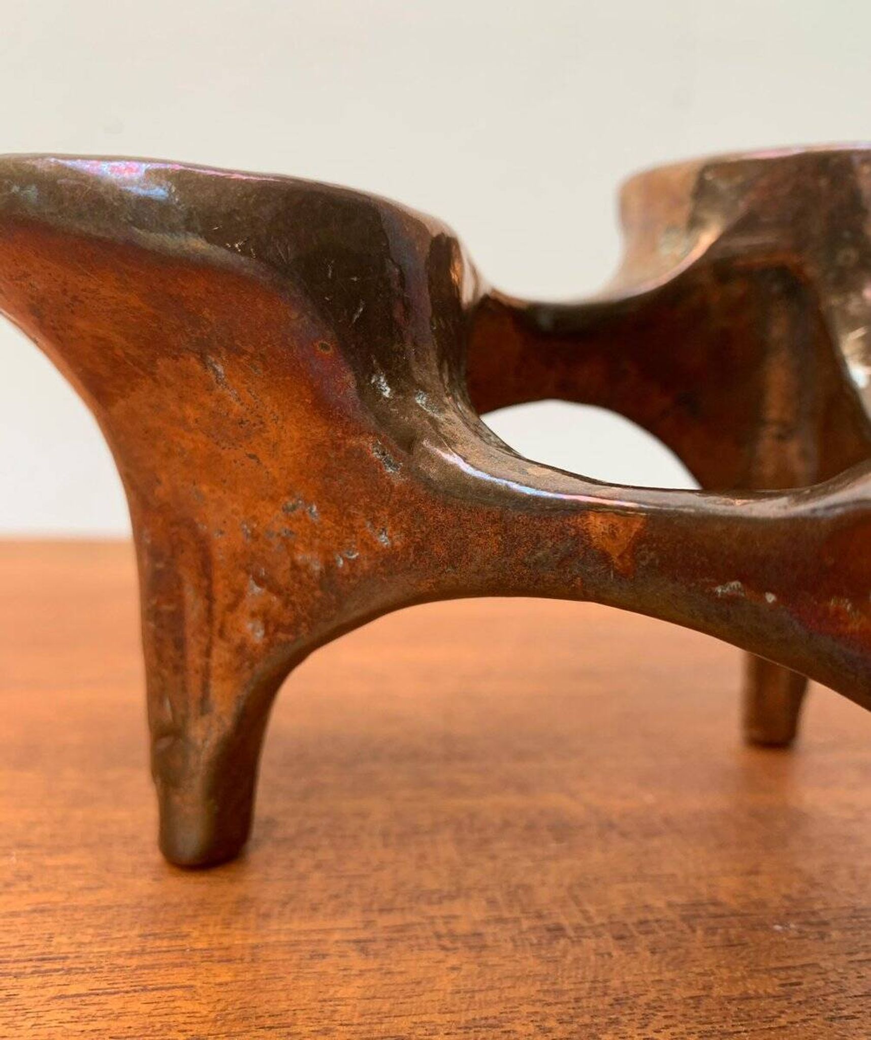 Vintage German brutalist metal candlestick by Harjes