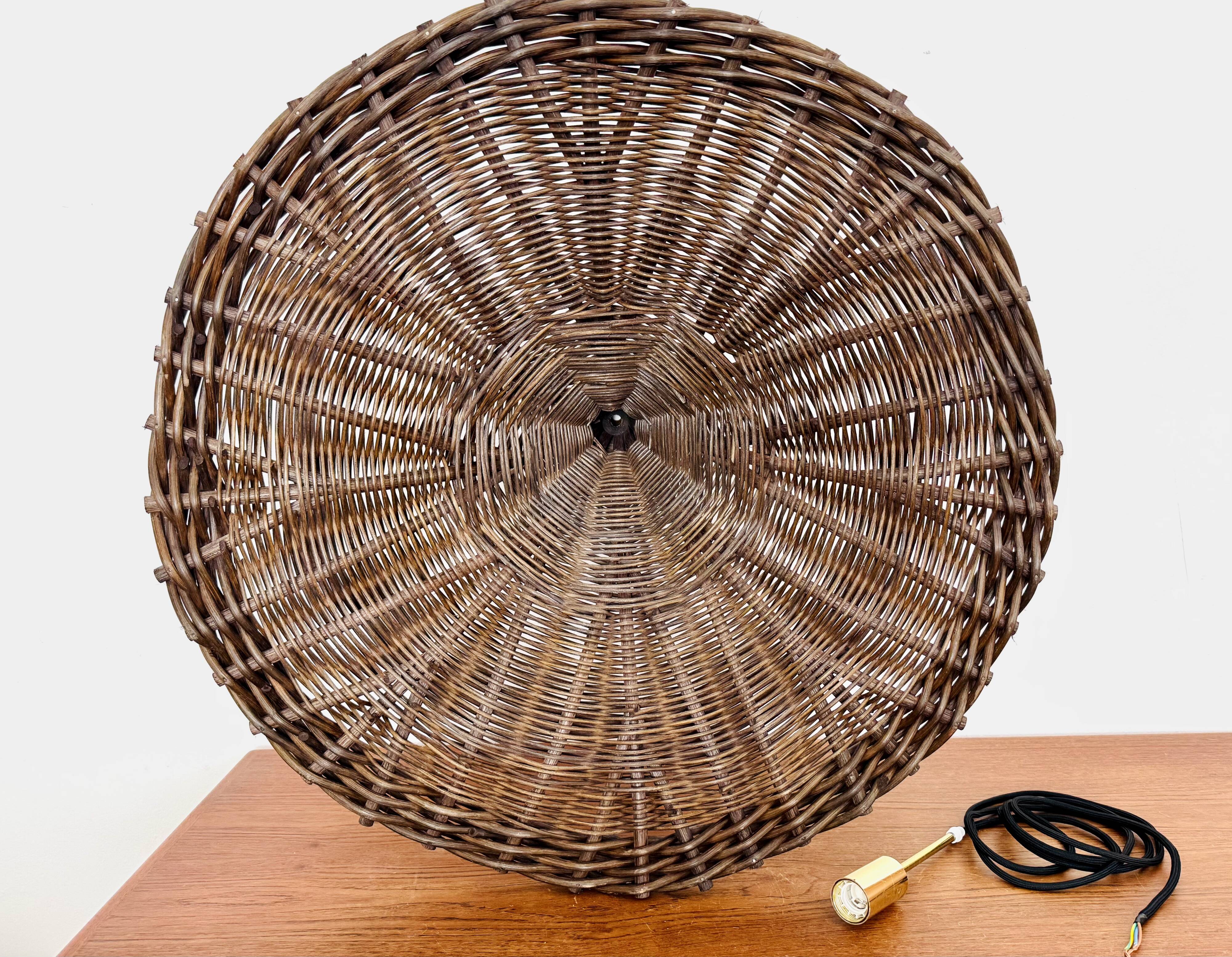 Large Italian Tulip Wicker Pendant Lamp