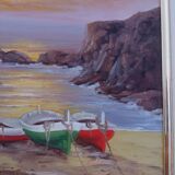 Oil on canvas signed - Seaside