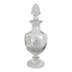 Antique stemmed blown glass bottle with engraved medallion