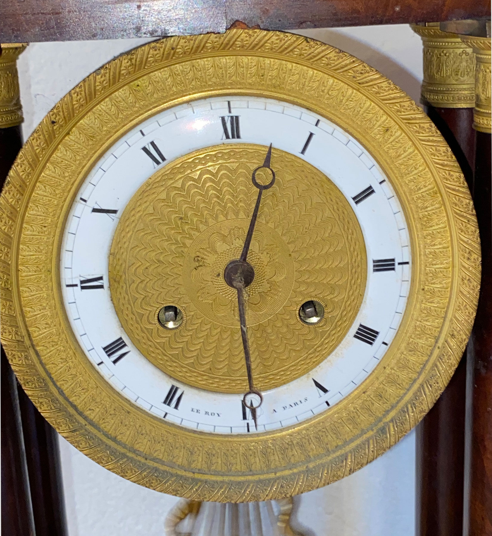 Empire pendule in mahogany cuba Leroy in Paris