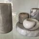 Set of vintage white marble candle holders