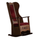 Antique English rocking chair in wood with red velvet upholstery, 19th century.