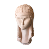 Bust of lady with hood in terracotta