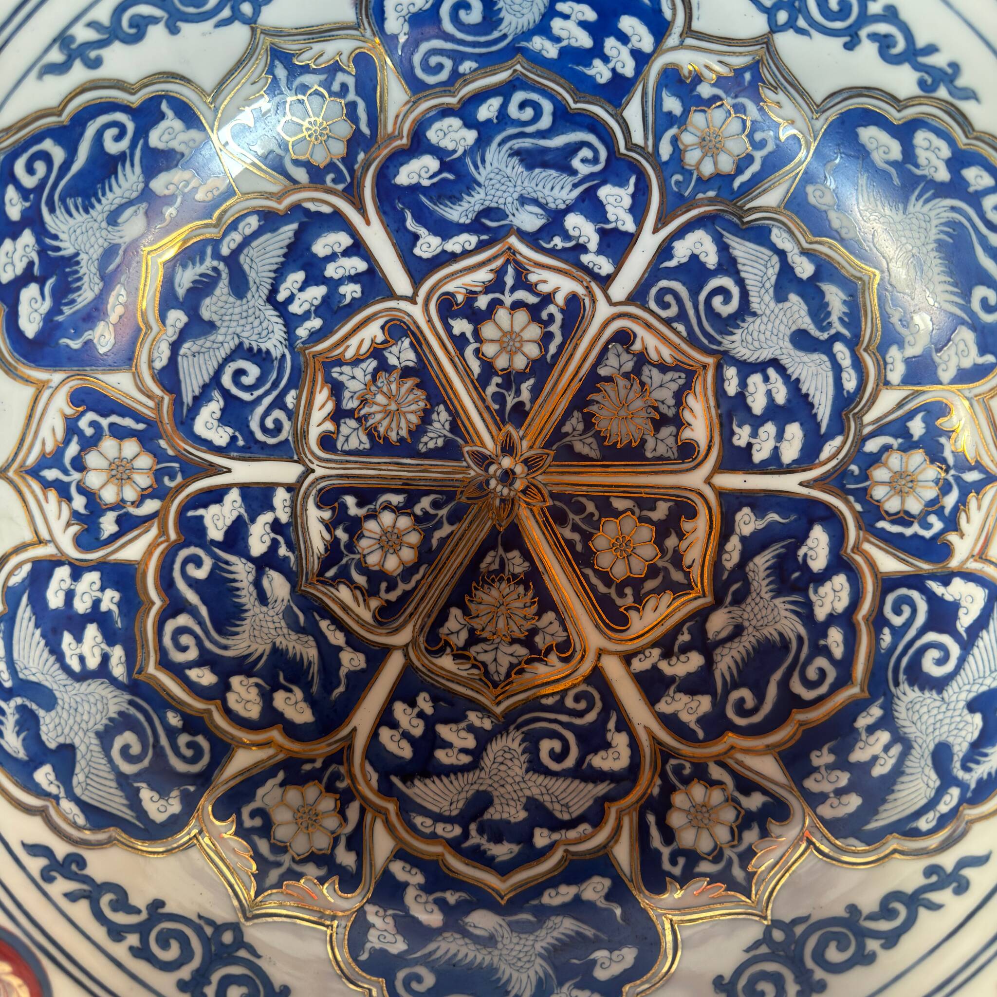 Grand bol japonais en porcelaine – style Imari – peint à la main – phénix e