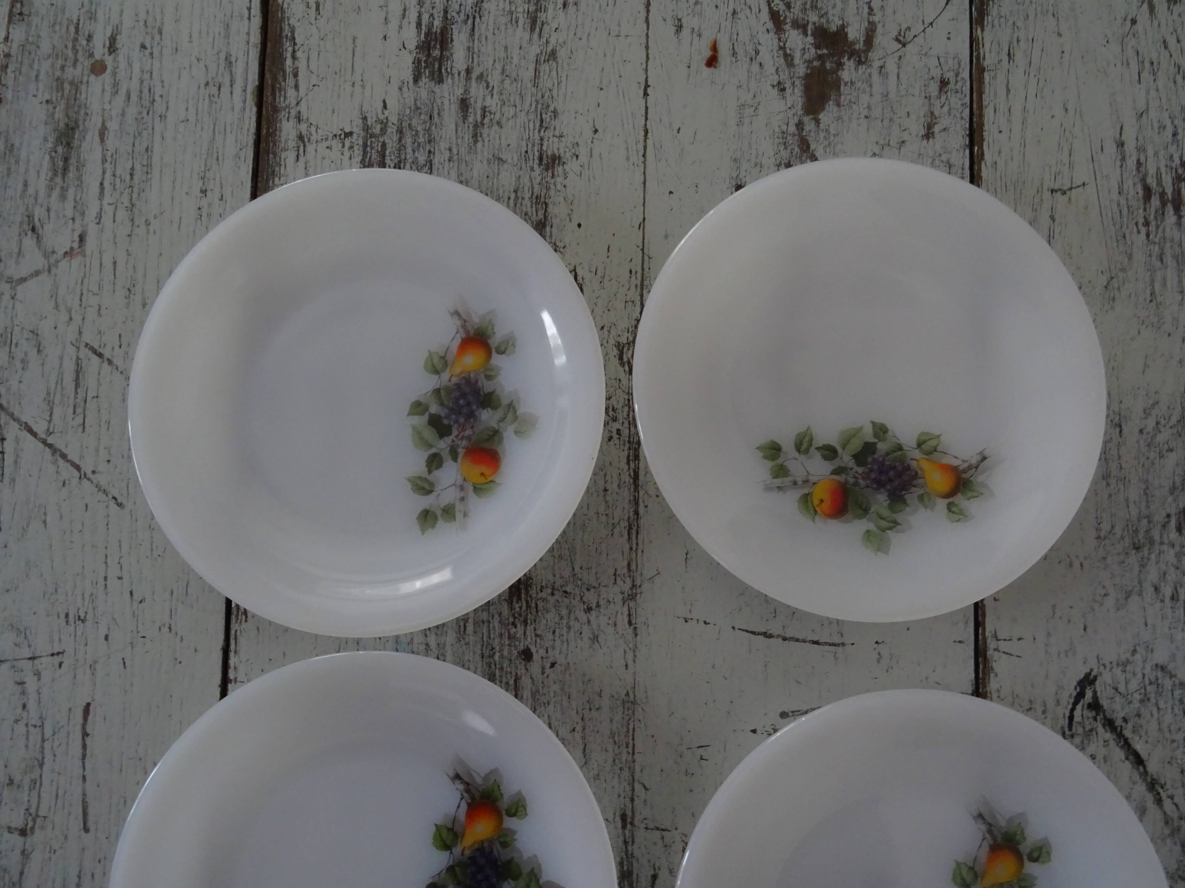 6 Dessert plates Arcopal model Fruits de France apple pear vintage grape