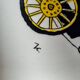 Dessert plates and their Gien earthenware dish illustrated by J. Charmoz automobile theme