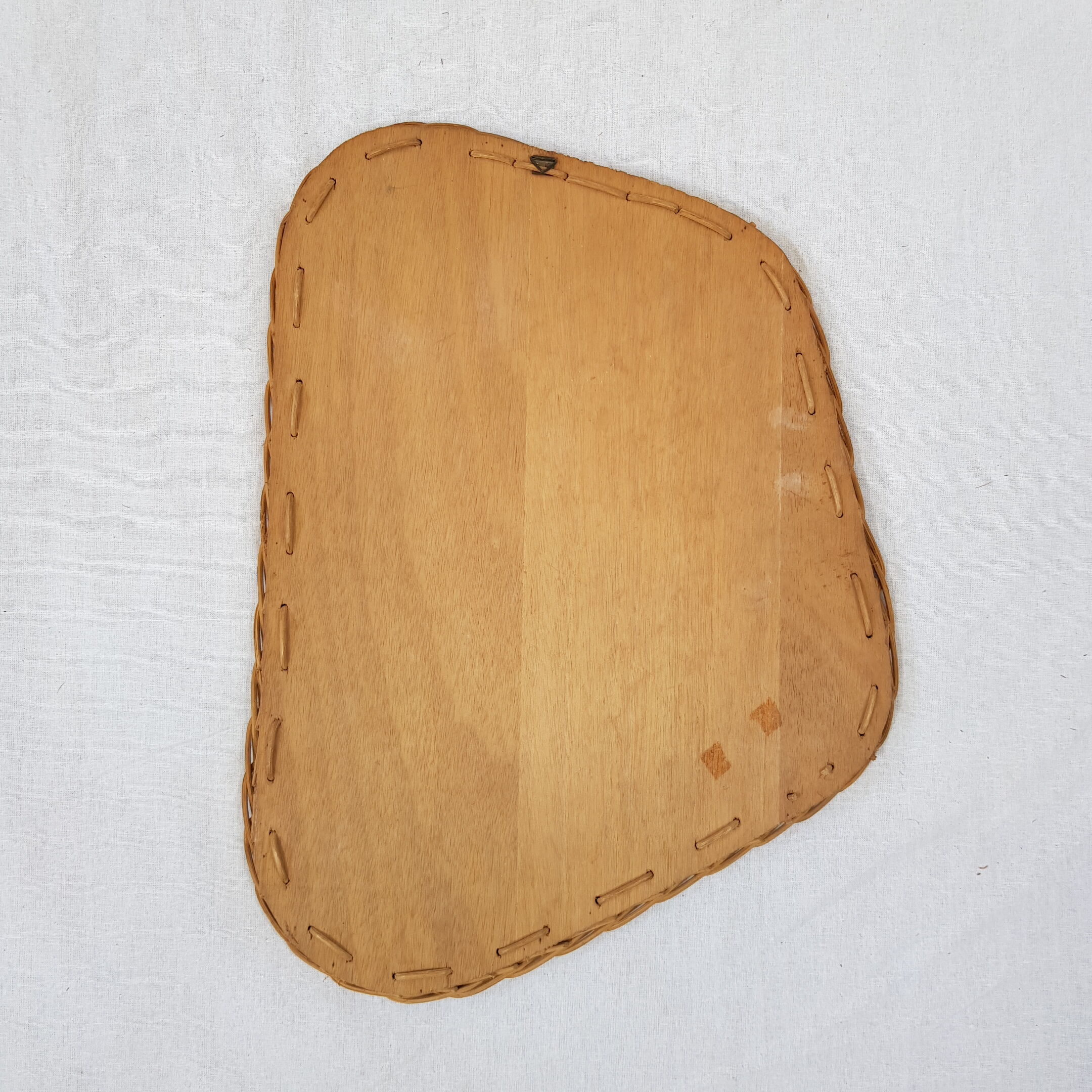Vintage mirror free form wicker rattan 41x30cm