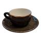 Green and gold coffee cups and sub-cups