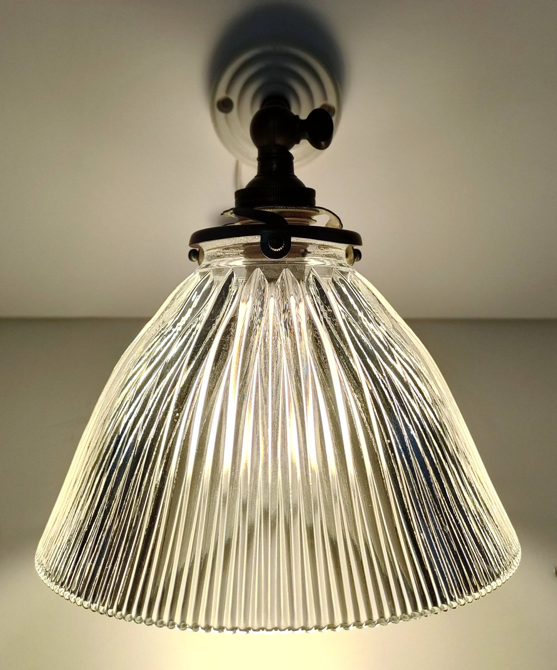 Articulated wall light glass Holophane brass porcelain