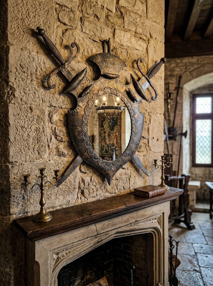 Specchio Araldico anni '70 in Ferro Battuto