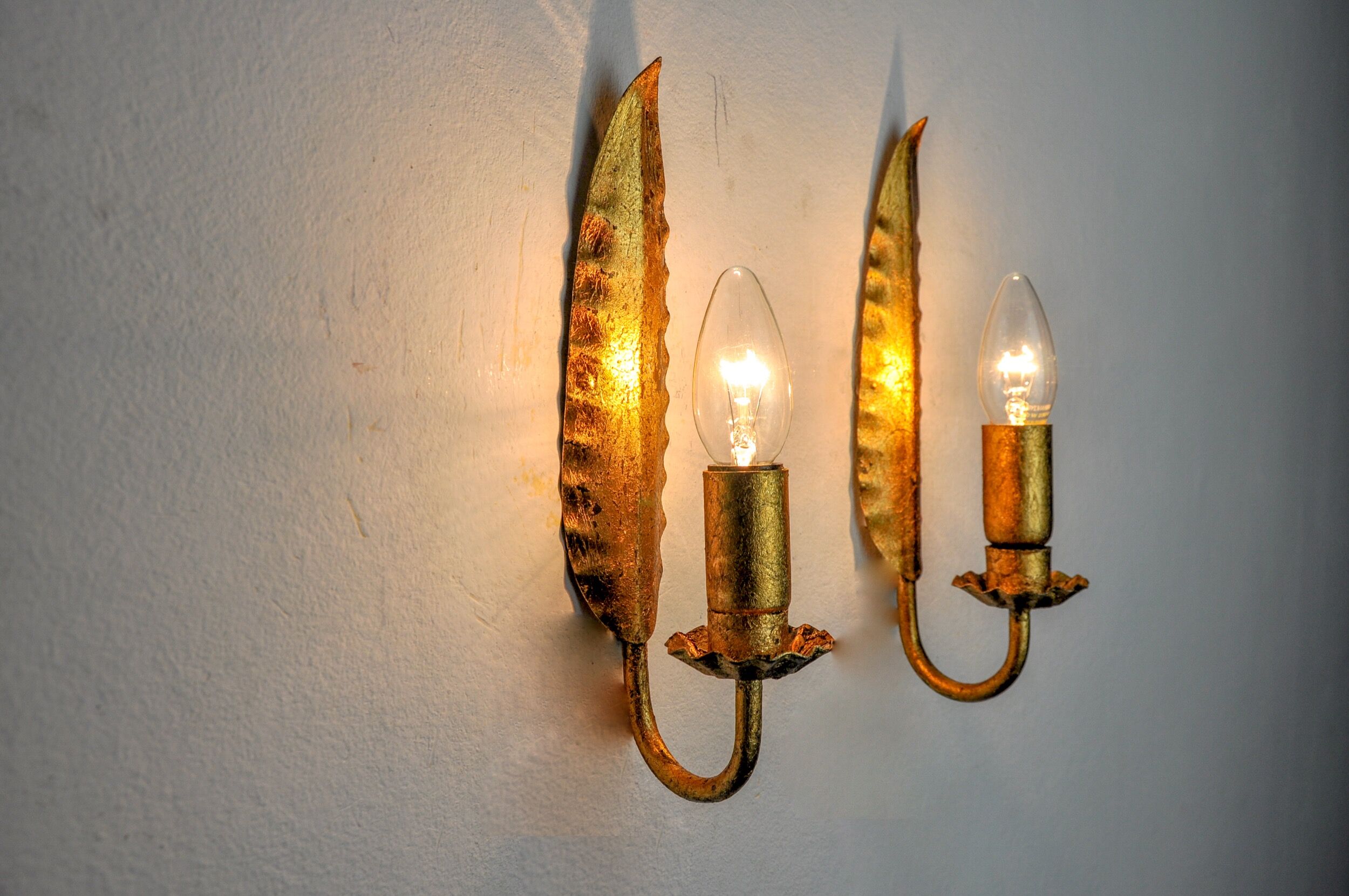 Pair of "leaf" sconces by Ferro Arte, Spain, 1960