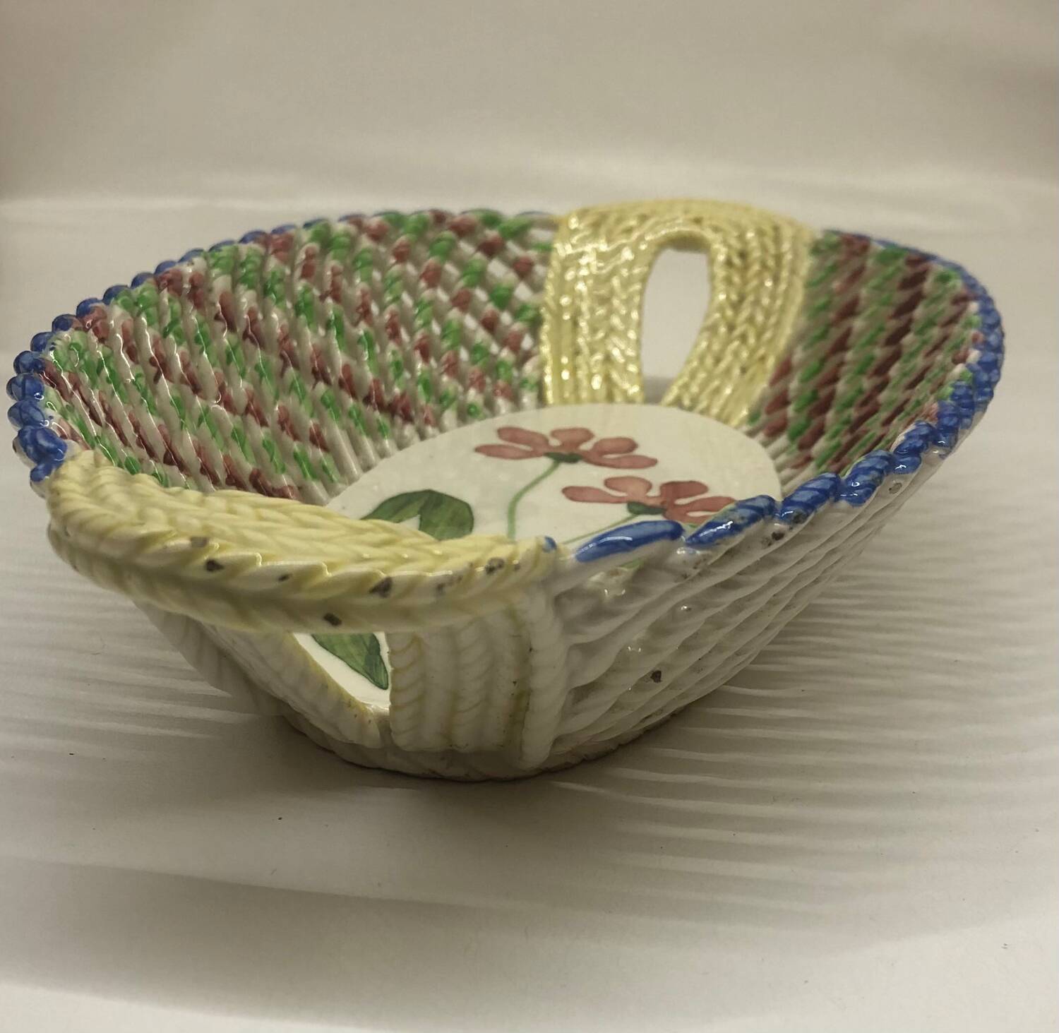 Vintage Spanish ceramic basket dish