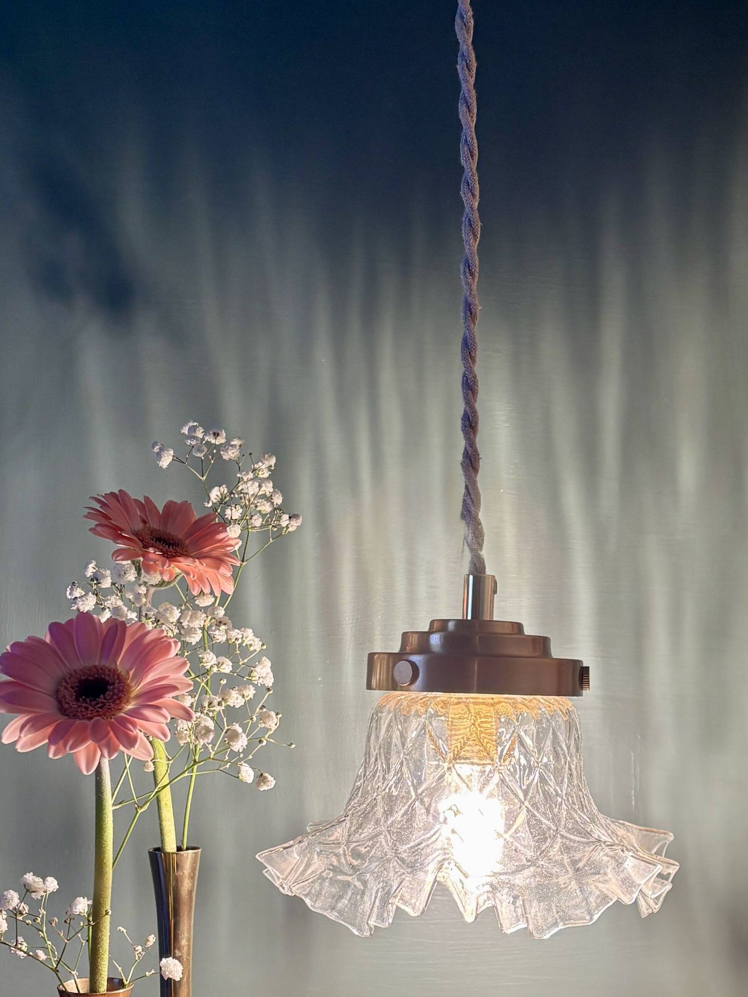 Suspension abat-jour vintage en verre