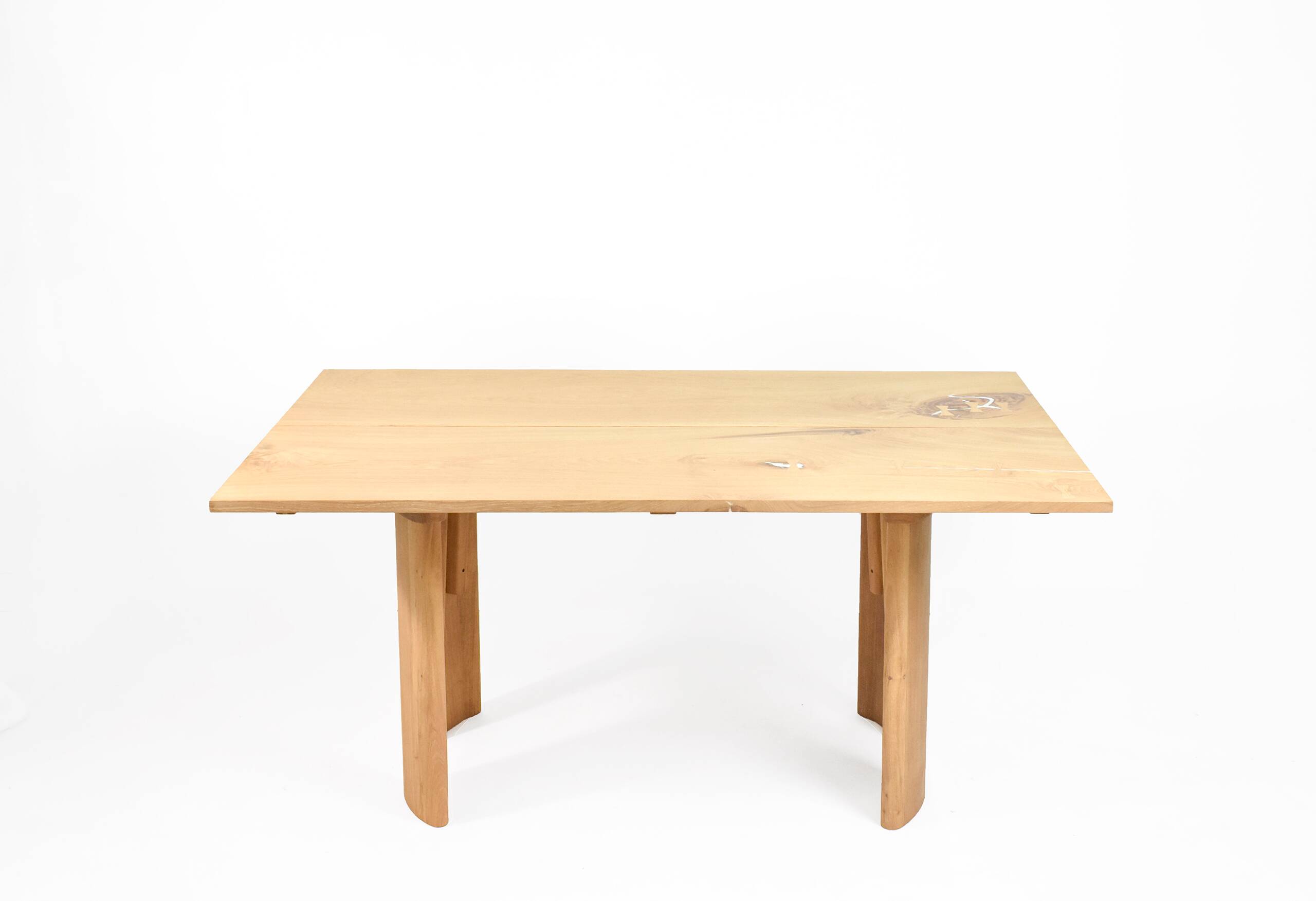Solid oak dining table, seats 8 people.