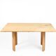 Solid oak dining table, seats 8 people.