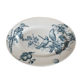 Oval iron earth dish decorated with birds