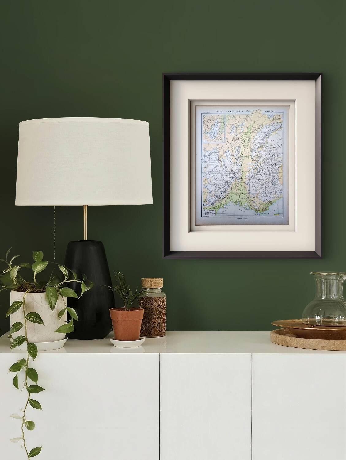 Map of the mountain ranges of France, original printed in 1896