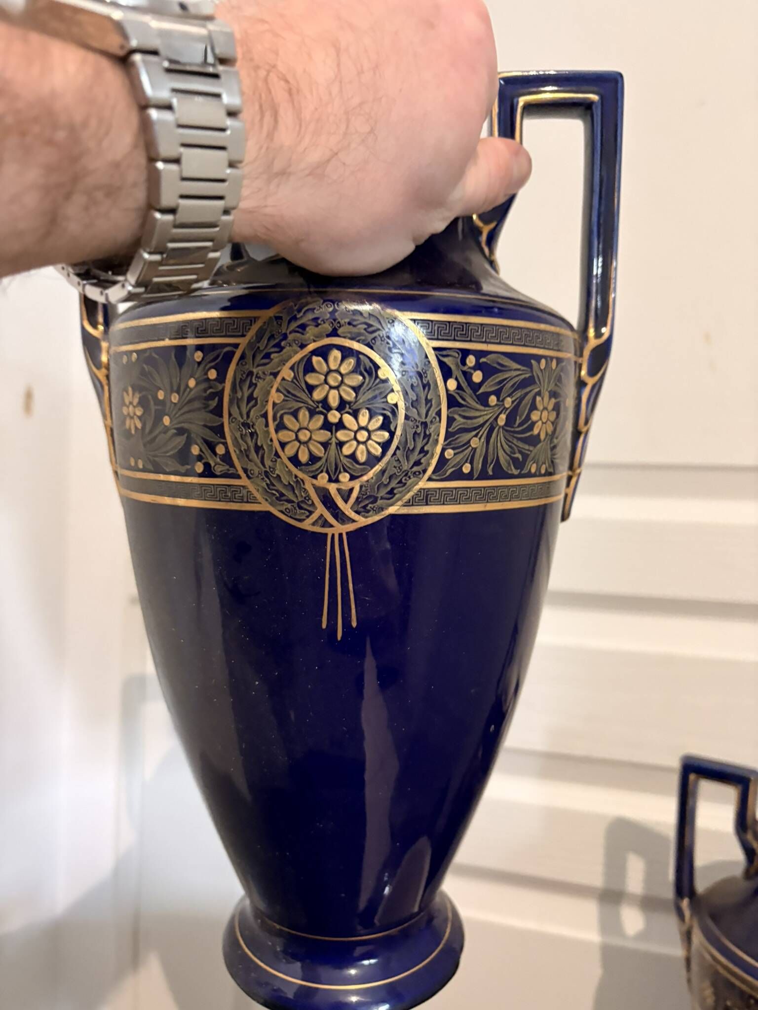 Lot 3 amphora vase boch keramis 1890 bfk fireplace garniture sèvres art deco