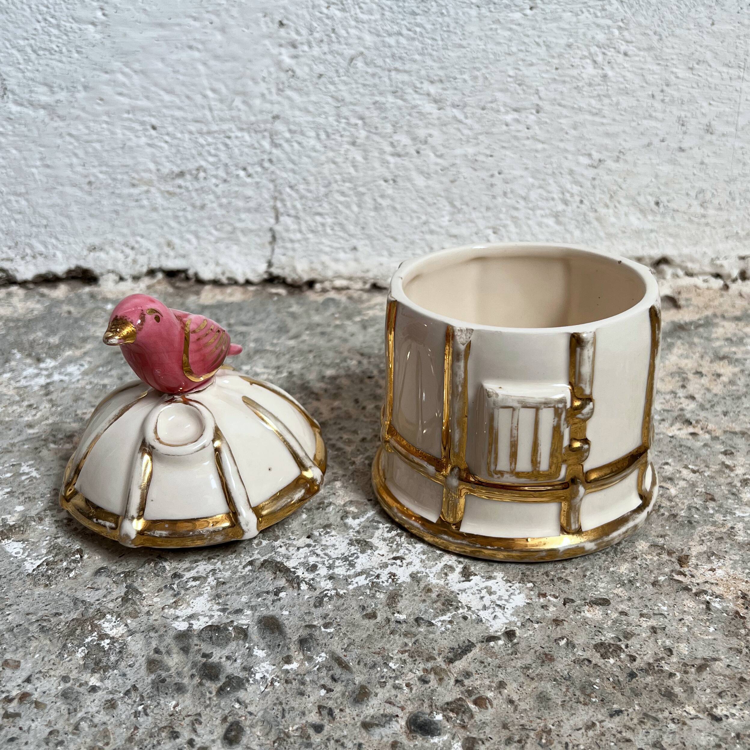 Candy cage ceramic bird