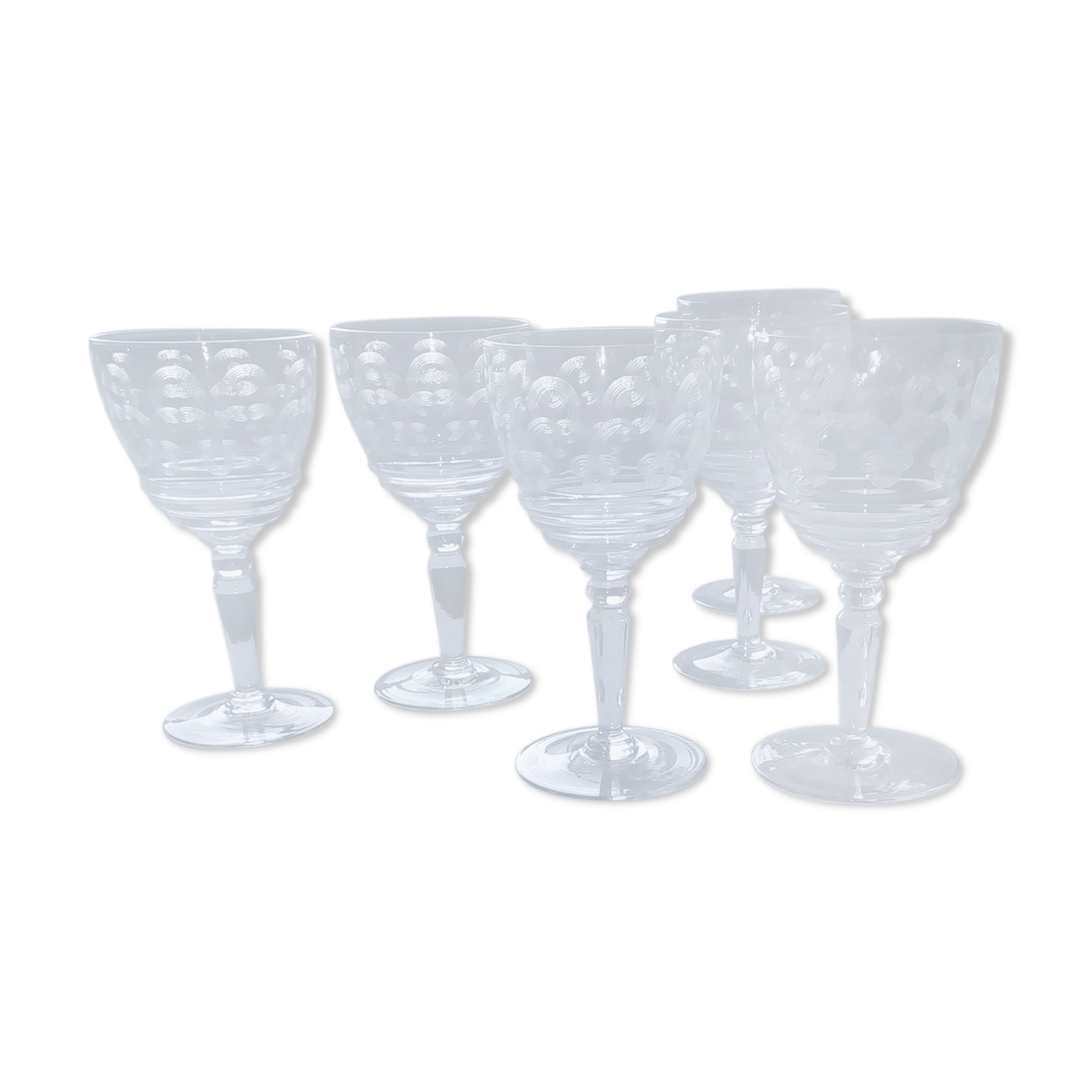 Set of 6 old crystal walking glasses