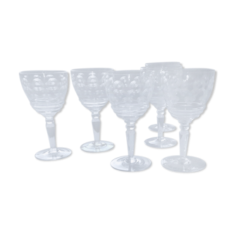 Set of 6 old crystal walking glasses