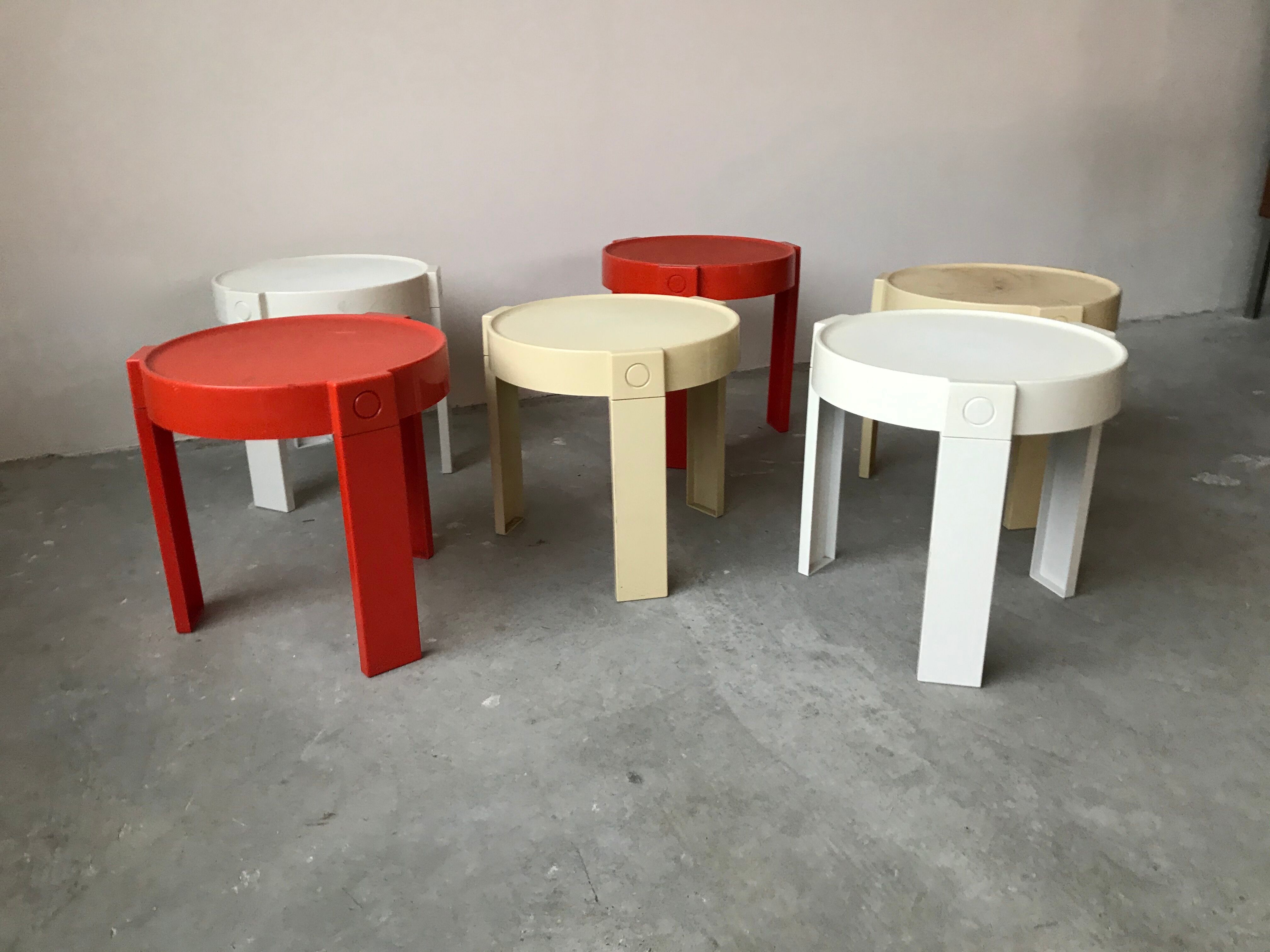 Suite of 3 stackable gigognes tables, made in holland, 1970