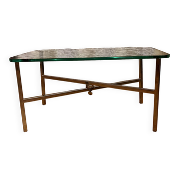 Small chrome and glass coffee table.